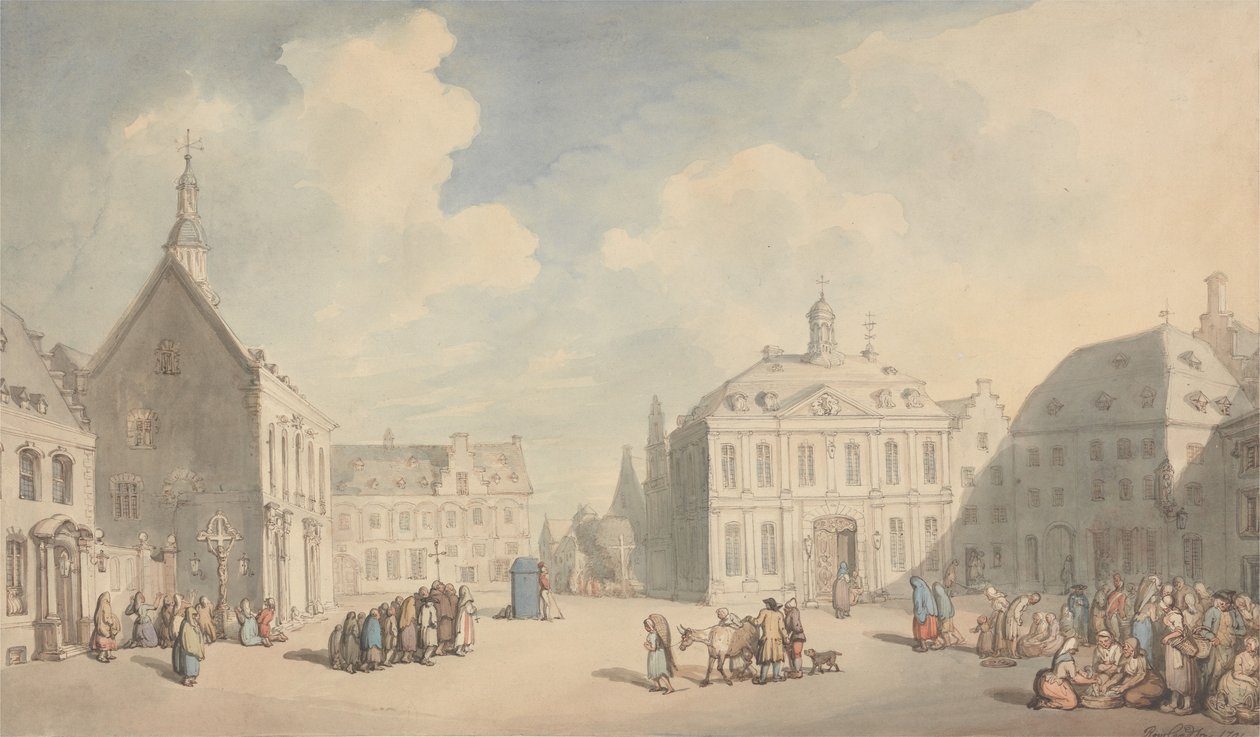 Vista de la plaza del mercado de Juliers, en Westfalia de Thomas Rowlandson