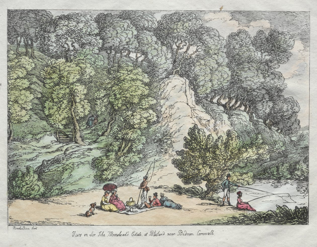 Vista en la finca de Sir John Moreshead en Blisland cerca de Bodmin, Cornwall de Thomas Rowlandson