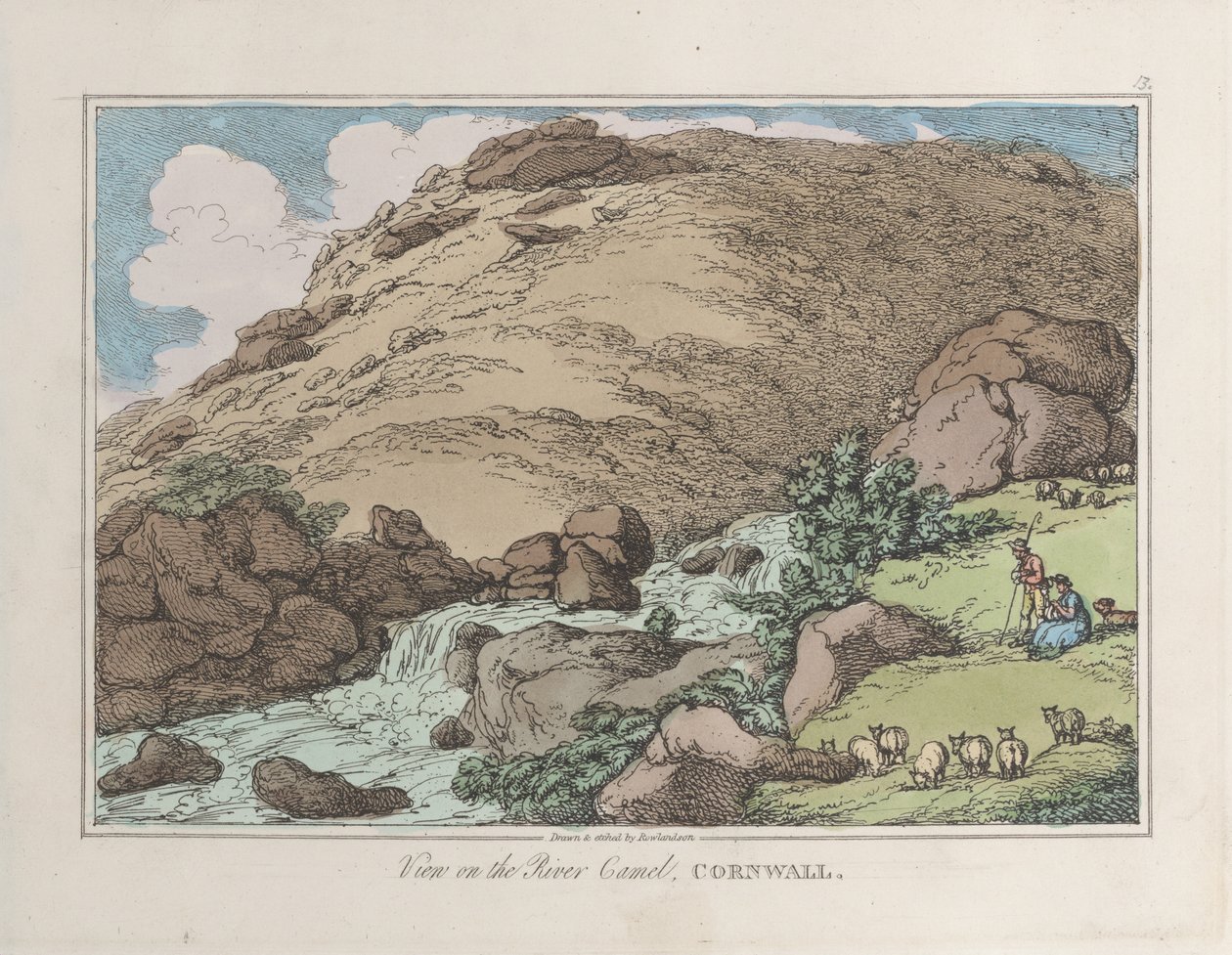 Vista del río Camel, Cornualles de Thomas Rowlandson