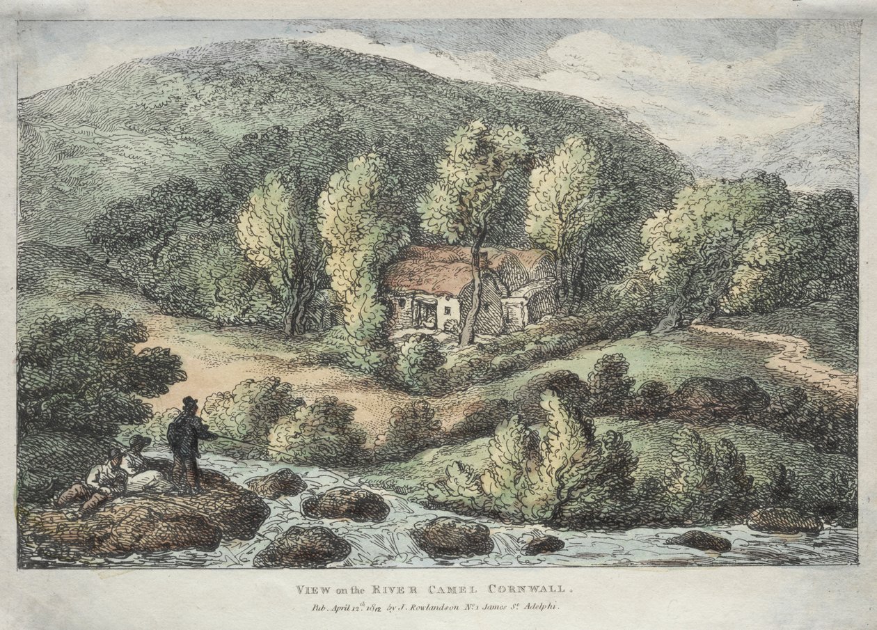 Vistas en Cornualles: Vista en el Río Camel, Cornualles de Thomas Rowlandson