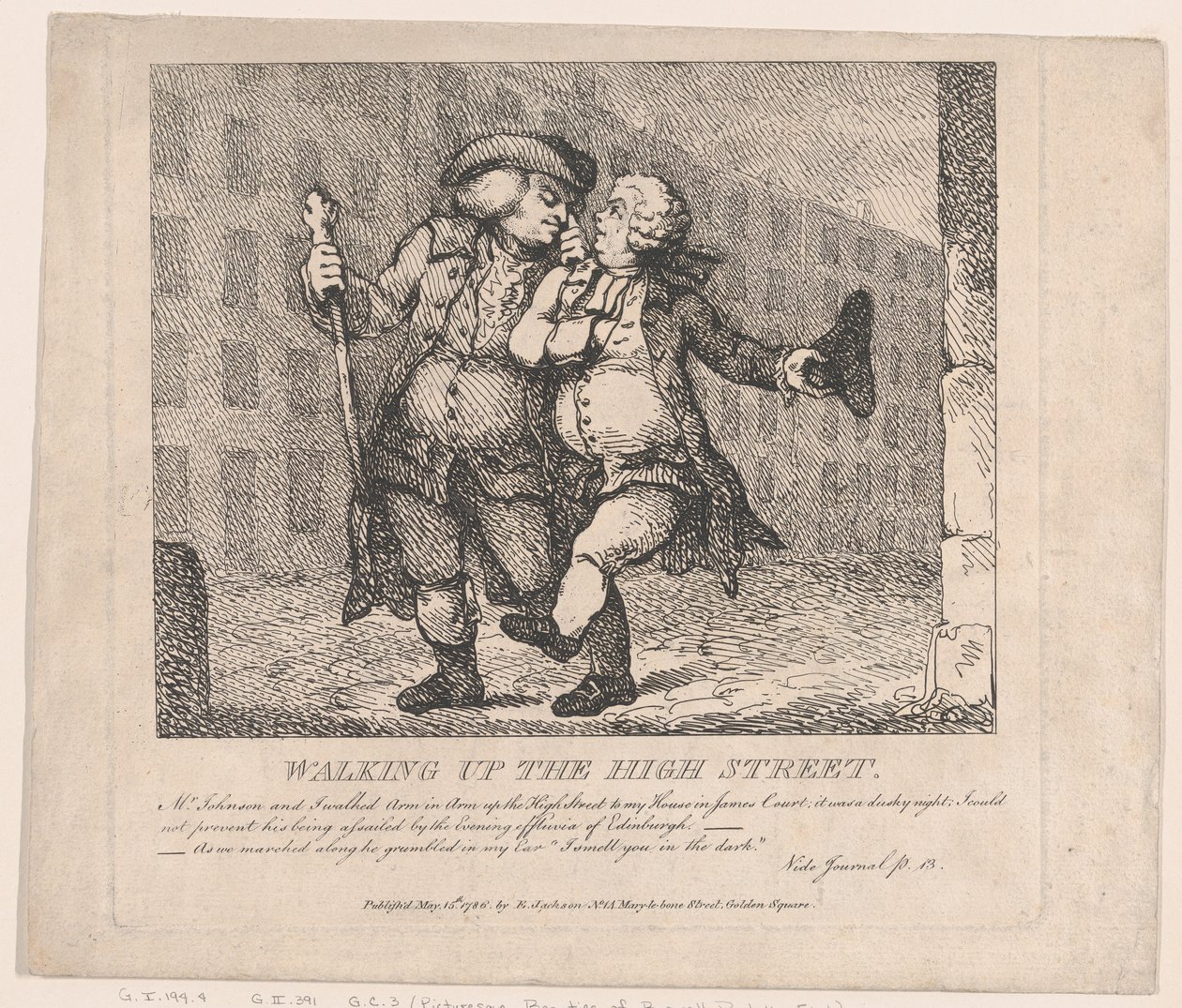 Caminando por la calle principal, Edimburgo Bellezas pintorescas de Boswell, Parte la F... de Thomas Rowlandson