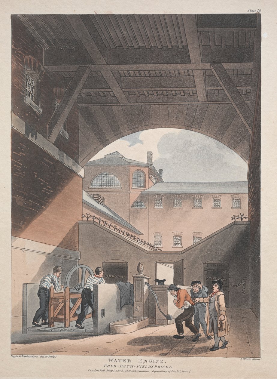 Motor de agua, Cold Bath, Prisión de Field, 1808 de Thomas Rowlandson