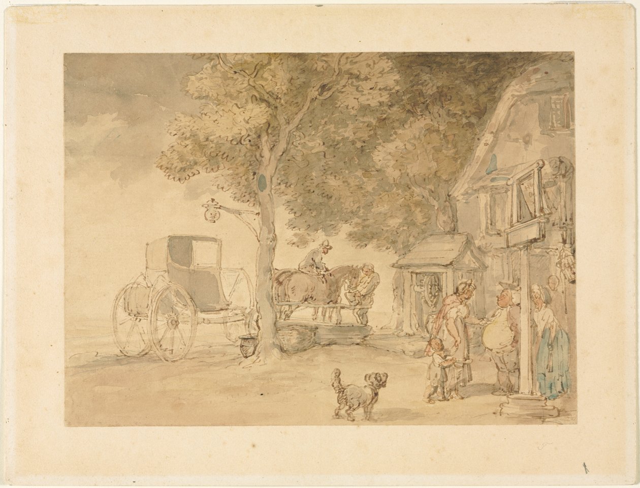 Abrevando caballos de Thomas Rowlandson