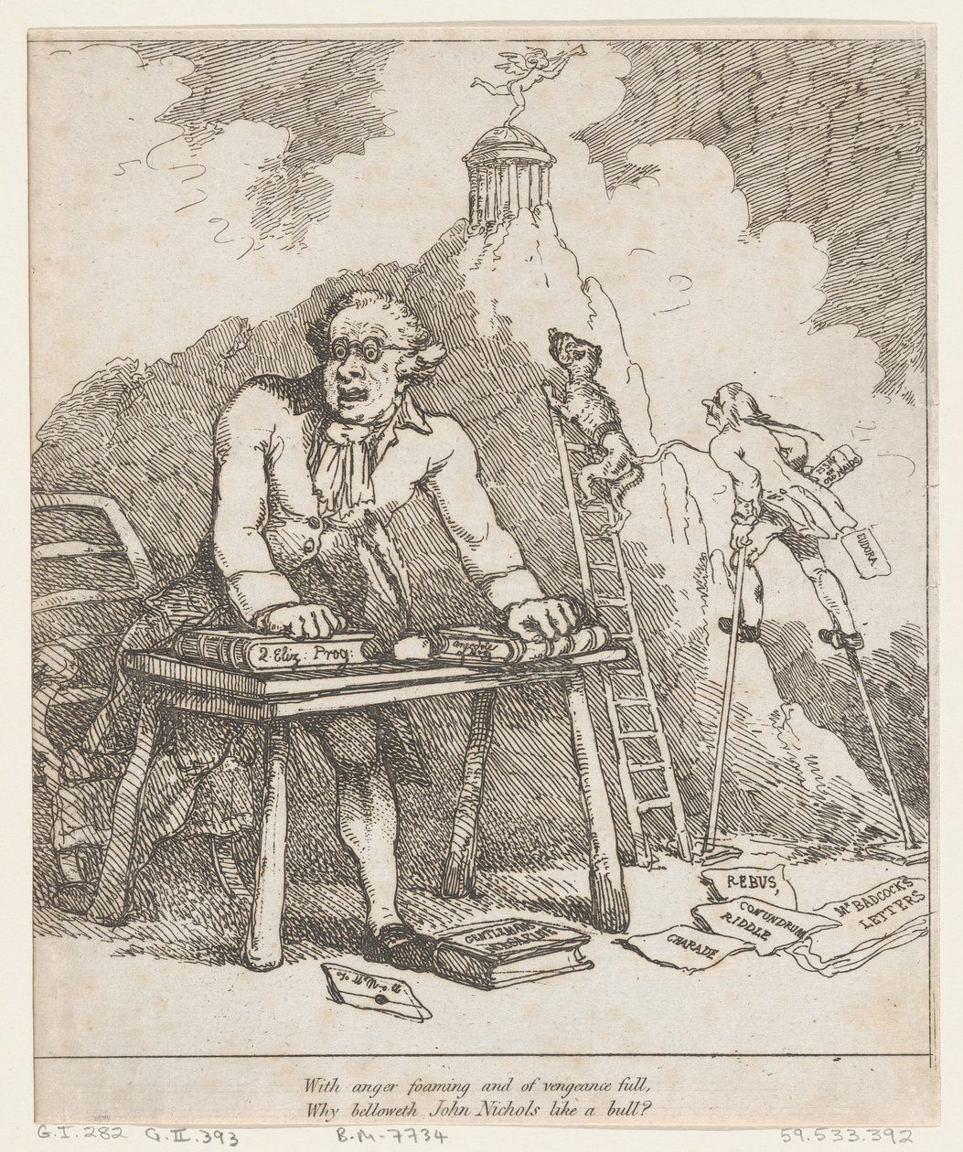 Con ira espumante..., de Epístola Benevolente, 1790 de Thomas Rowlandson