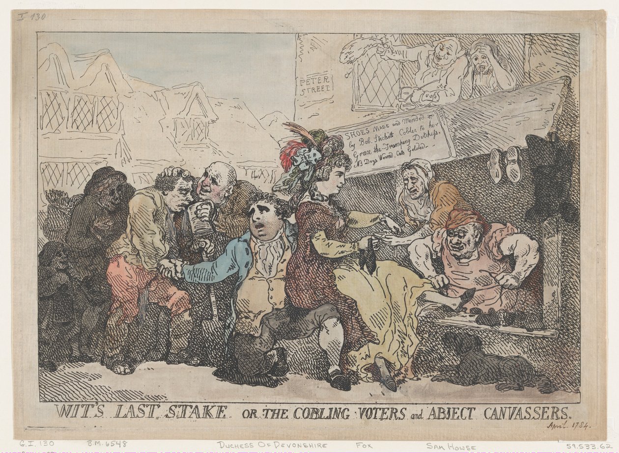 La última apuesta del ingenio, o los votantes remendones y los canjeadores abyectos, 22 de abril de 1784 de Thomas Rowlandson