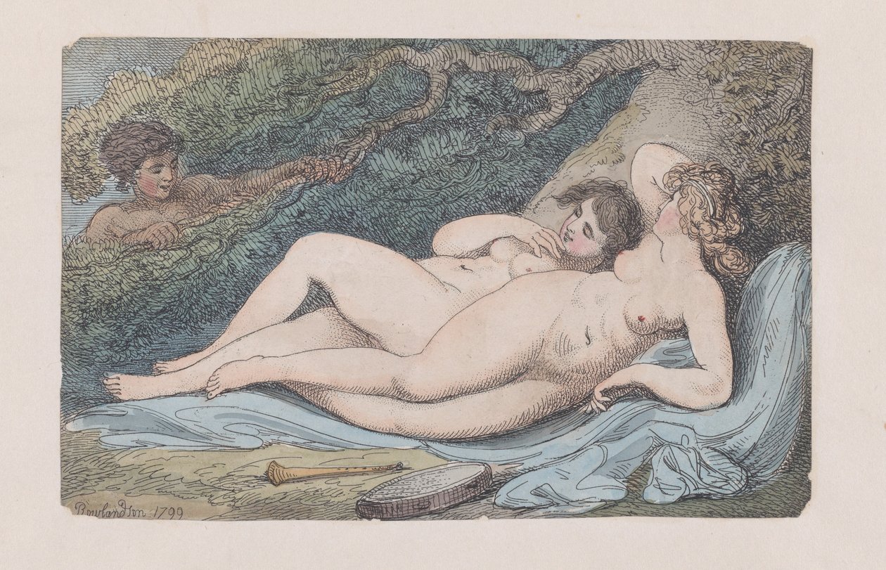 Ninfas del bosque El descubrimiento, 1799 de Thomas Rowlandson