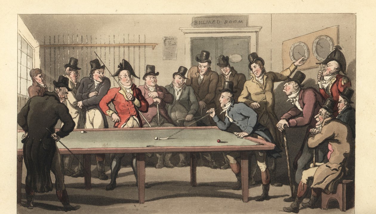 Jóvenes caballeros ingleses jugando al billar de Thomas Rowlandson