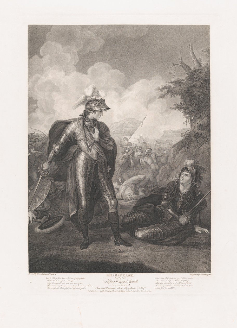 Príncipe Enrique, Hotspur y Falstaff Shakespeare, Rey Enrique..., primera publicación 1796, reeditado 1852 de Thomas Ryder