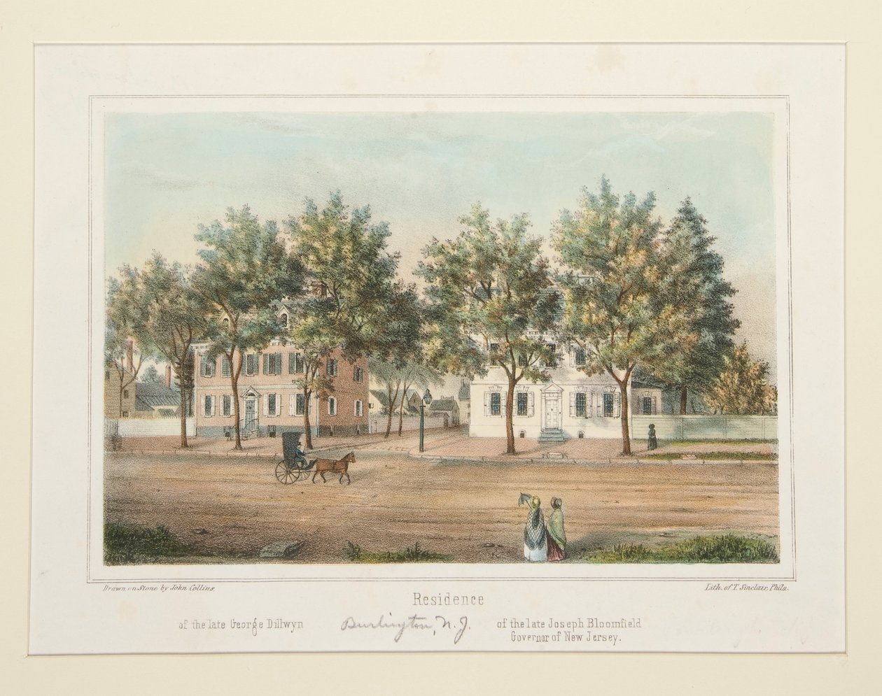 Residencia / del difunto George Dillwyn/ del difunto Joseph Bloomfield (Burlington, NJ), desde 14 vistas de Burlington de Thomas S. Sinclair
