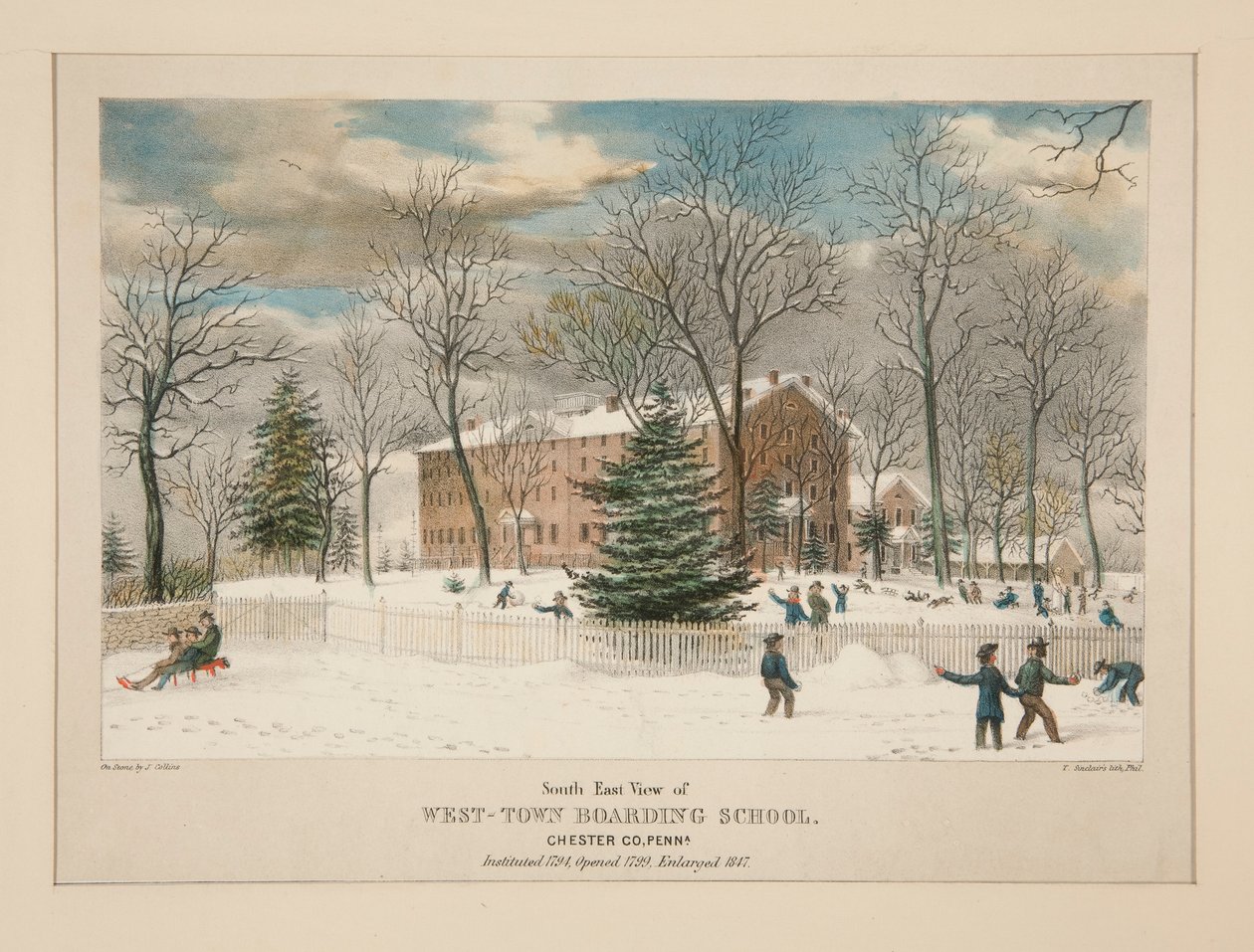 Internado West-Town (vista sureste), Chester Co., Pa. de Thomas S. Sinclair