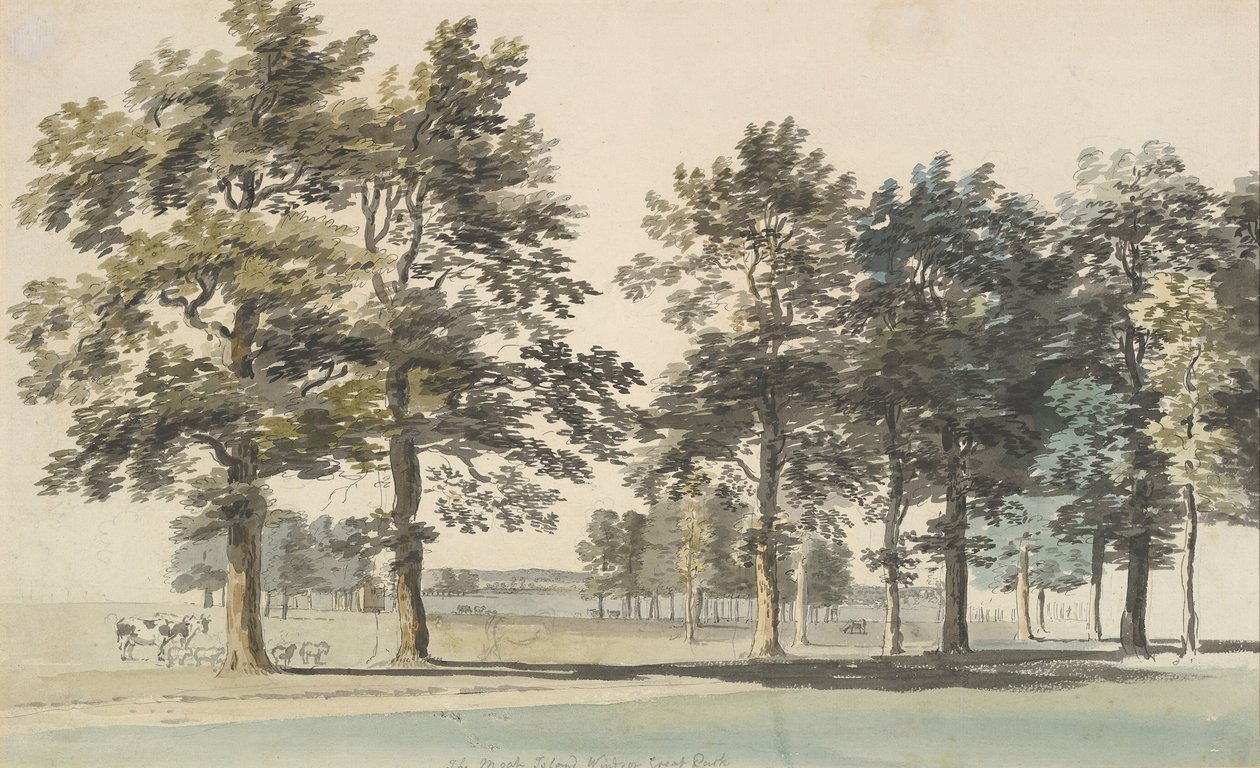 La isla del foso, Gran Parque de Windsor, 1754-55 de Thomas Sandby