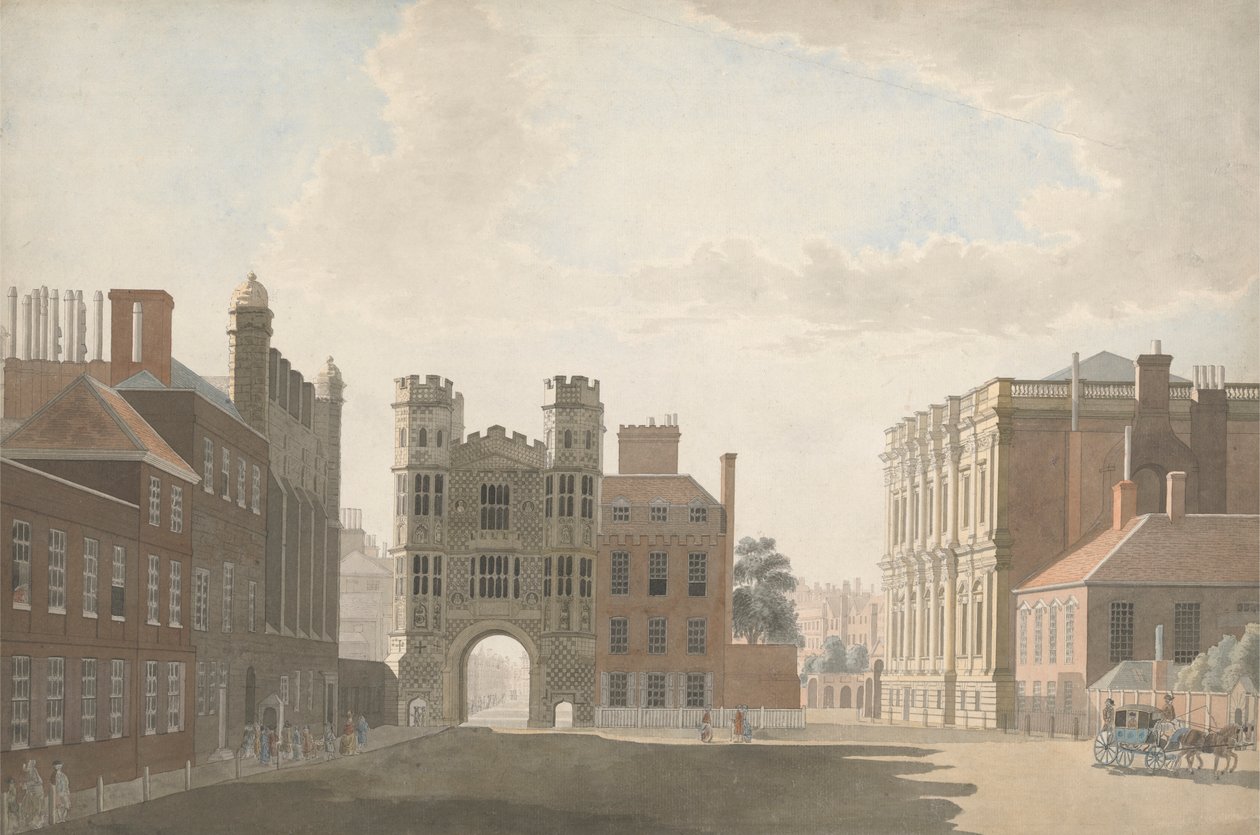 Whitehall con la Puerta de Holbein y el Salón de Banquetes de Thomas Sandby