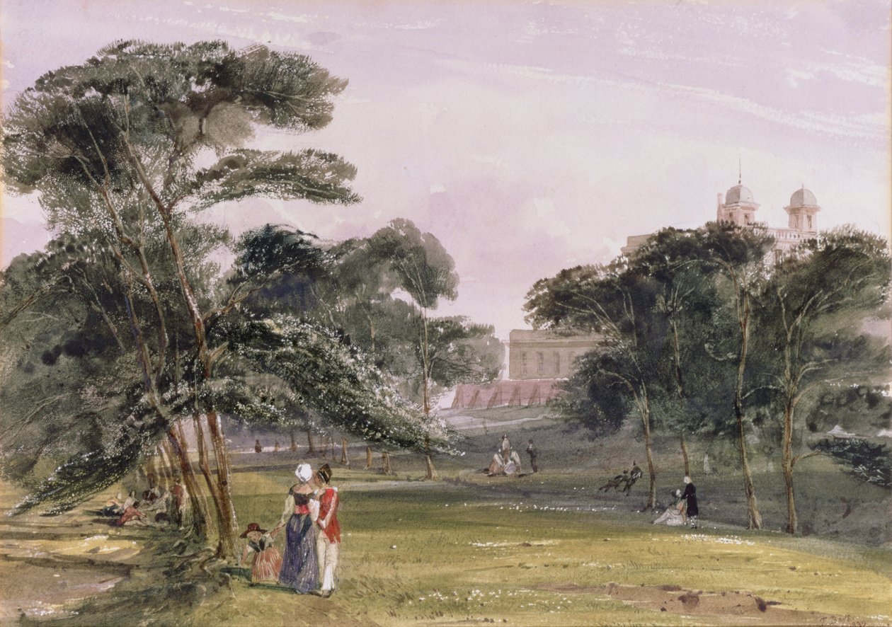 Figuras en el parque debajo del Observatorio, Greenwich, c.1850 de Thomas Shotter Boys