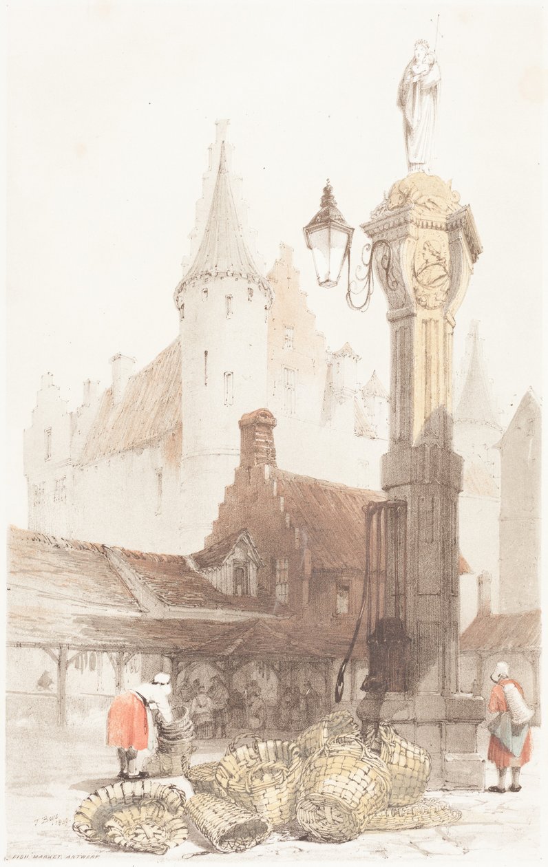 Mercado de pescado, Amberes de Thomas Shotter Boys