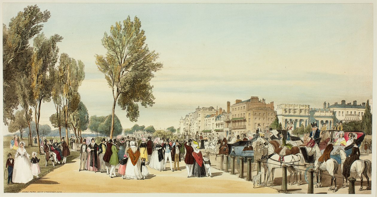 Hyde Park Cerca de Crosvenor Gate, lámina dieciséis de Vistas Originales de Londres como Es de Thomas Shotter Boys