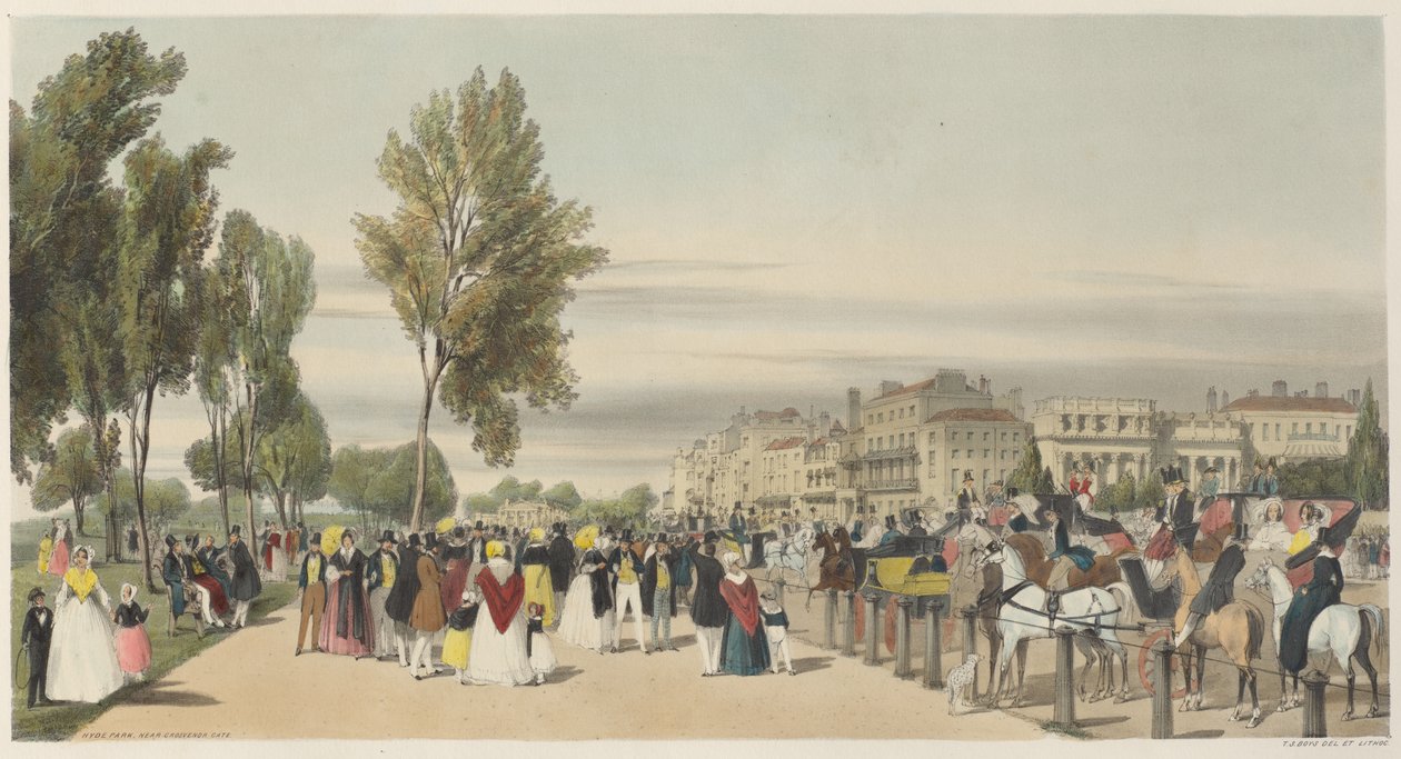 Londres tal como es: Hyde Park, cerca de Grosvenor Gate de Thomas Shotter Boys