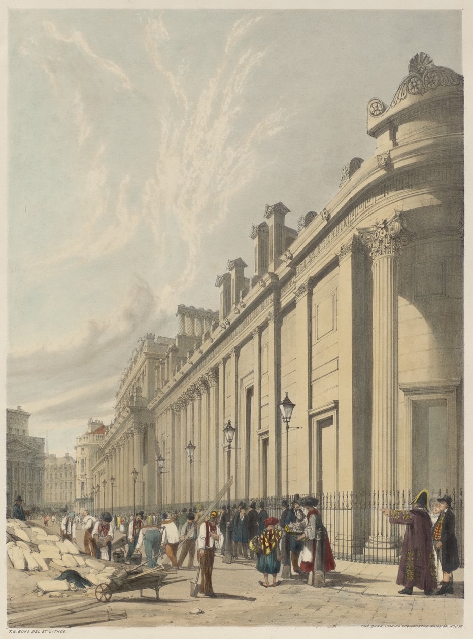 Londres como es: El Banco, mirando hacia la Mansion House de Thomas Shotter Boys