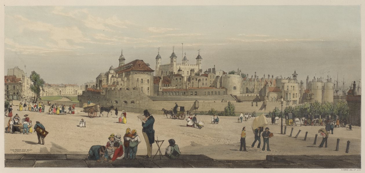 Londres tal como es: La Torre y la Casa de la Moneda, desde Great Tower Hill de Thomas Shotter Boys