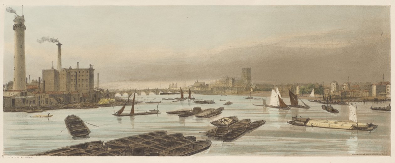 Londres Tal Como Es: Westminster, desde el Puente de Waterloo de Thomas Shotter Boys