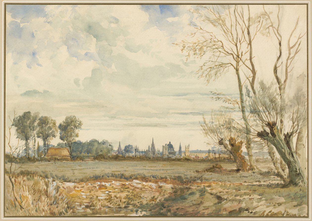 Praderas con una vista distante de Oxford de Thomas Shotter Boys