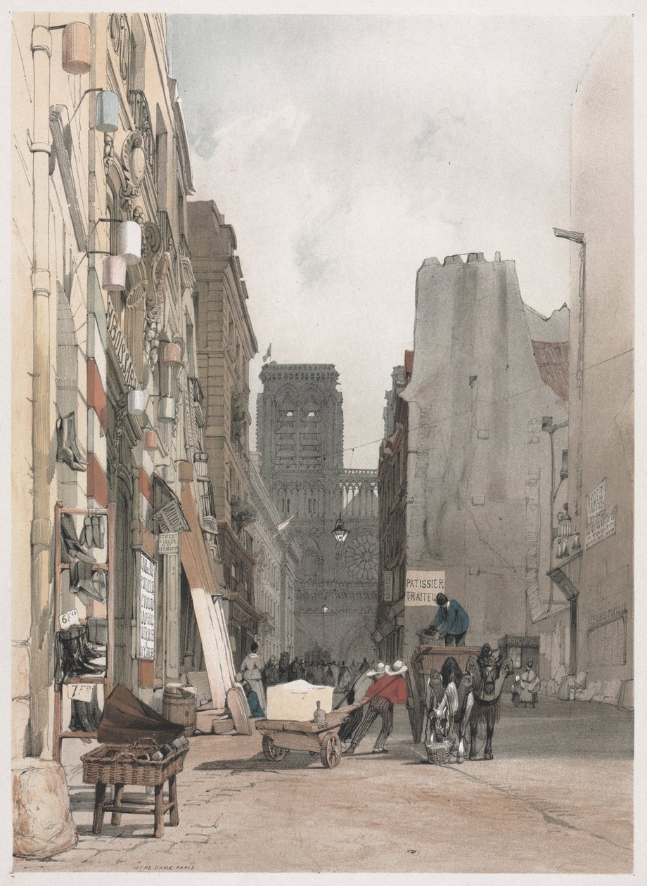 Arquitectura pintoresca en París, Gante, Amberes, Rouen: Nôtre Dame, París, 1839 de Thomas Shotter Boys