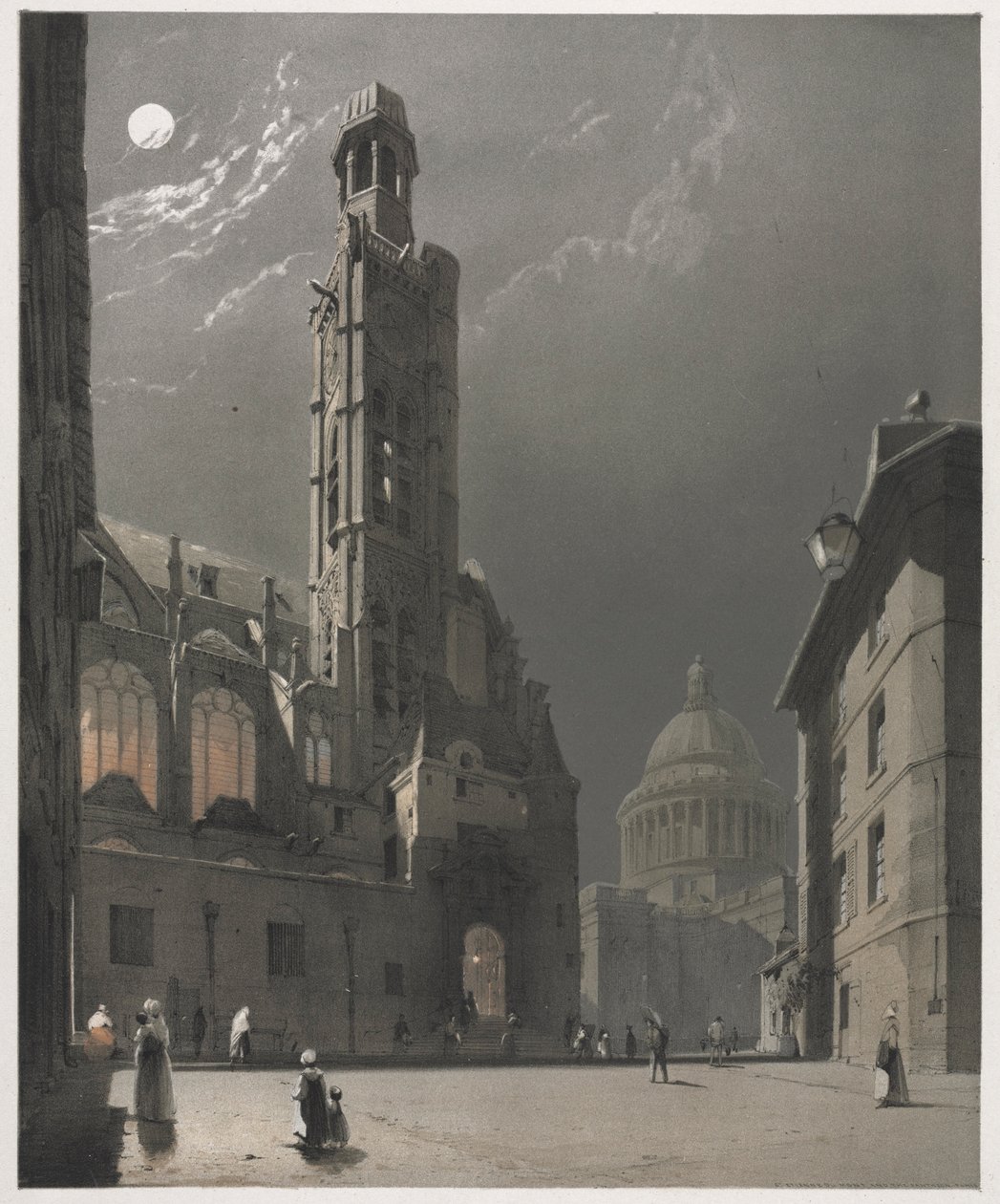 Arquitectura pintoresca en París, Gante, Amberes, Rouen: St. Etienne du Mont..., 1839 de Thomas Shotter Boys