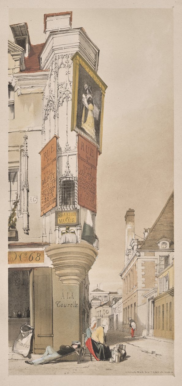 Arquitectura pintoresca en París, Gante, Amberes, Ruan: Vieille Rue du Temple, París de Thomas Shotter Boys