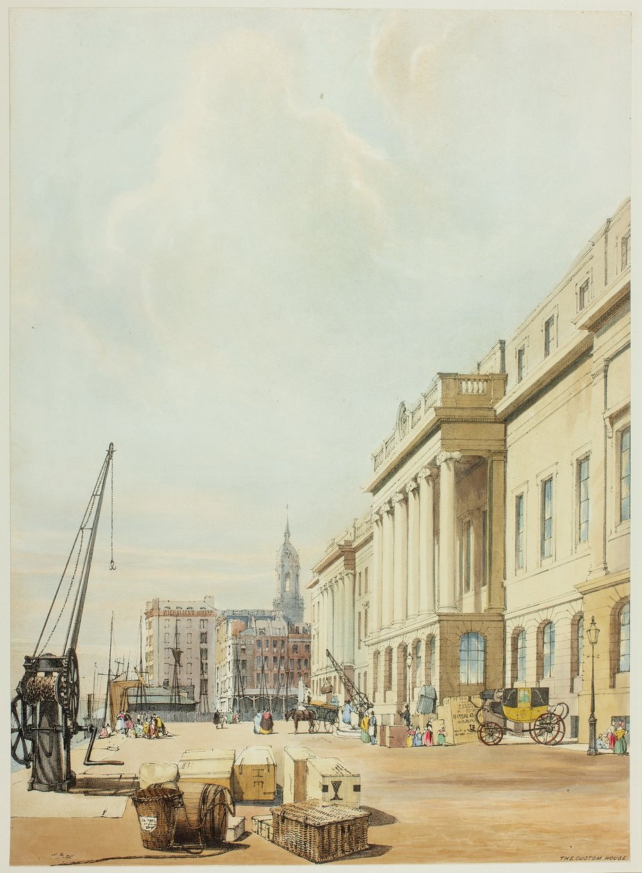 La Aduana, lámina tres de Vistas Originales de Londres tal como es de Thomas Shotter Boys