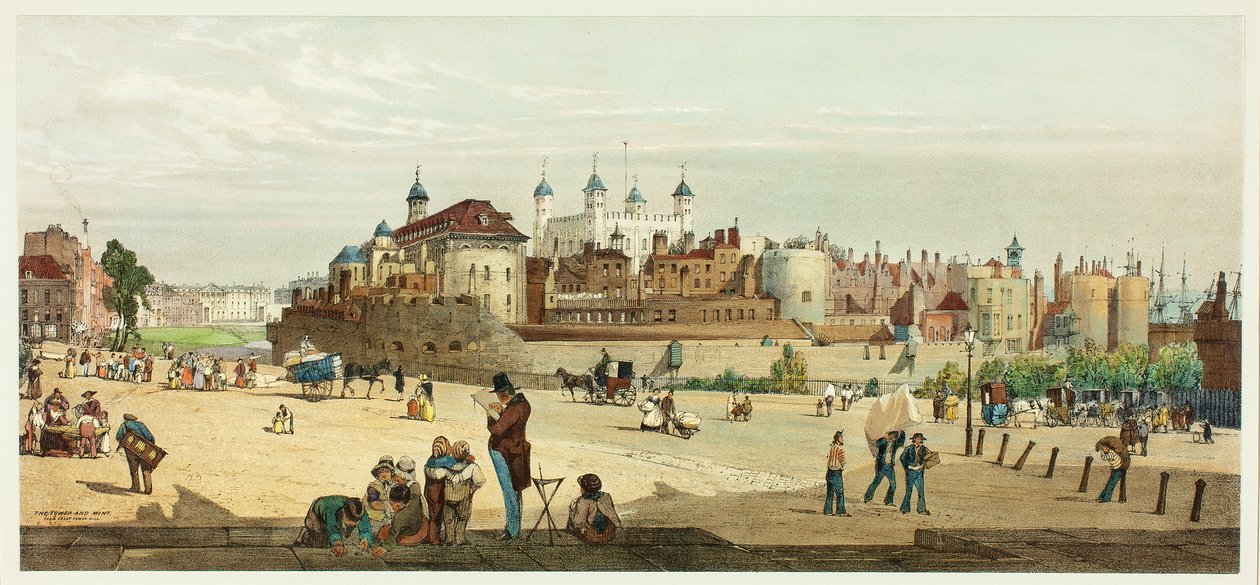 La Torre y la Casa de la Moneda desde Great Tower Hill, lámina dos de Vistas Originales de Londres tal como es de Thomas Shotter Boys