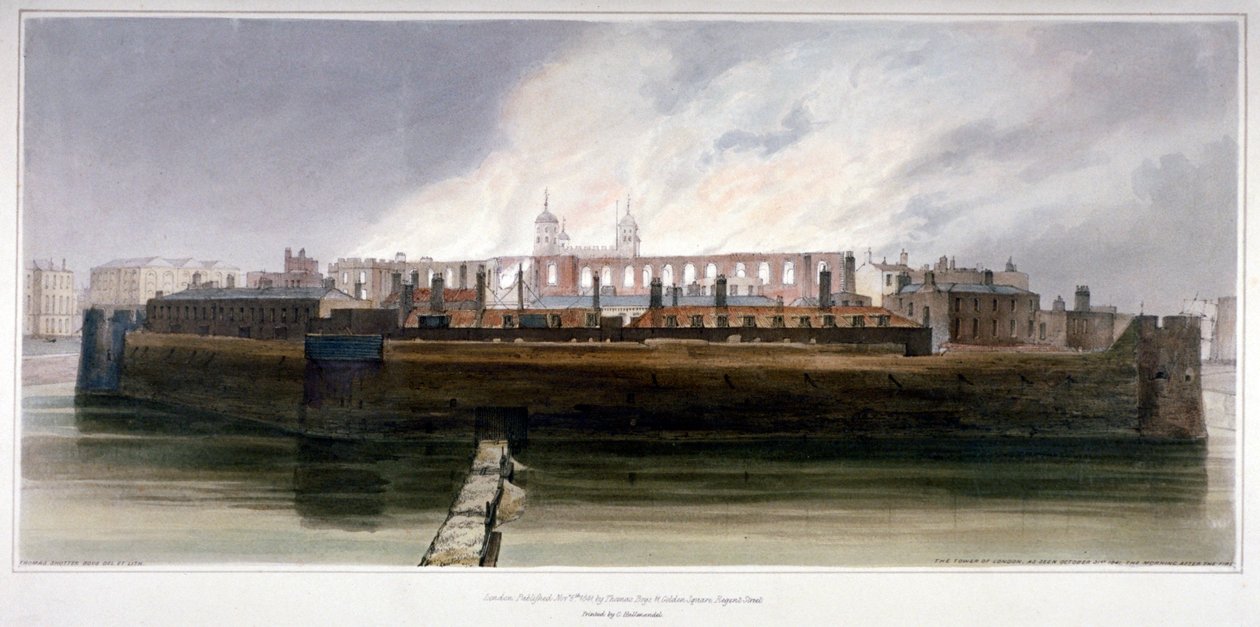 La Torre de Londres la mañana después del incendio en la Armería el 30 de octubre de 1841 de Thomas Shotter Boys