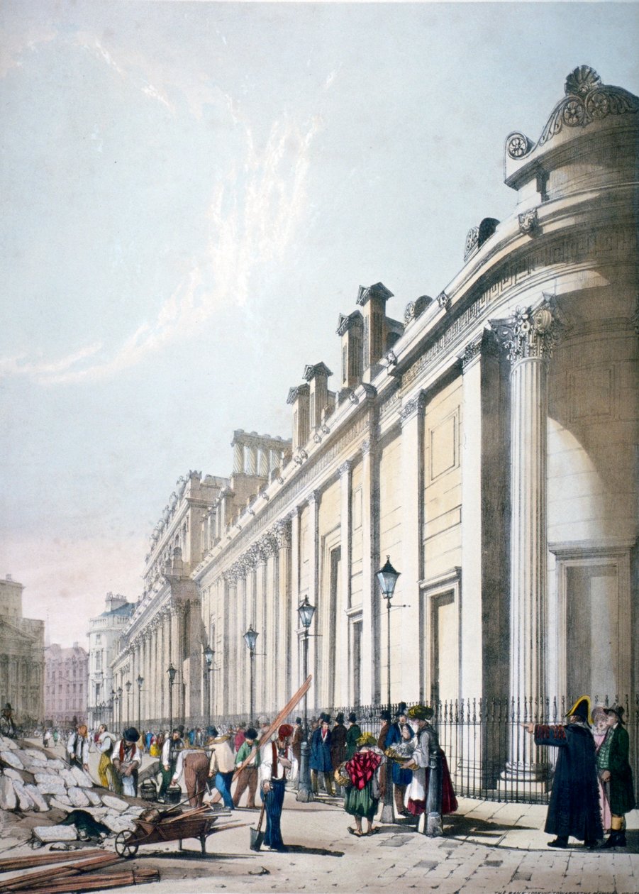 Vista del Banco de Inglaterra Ciudad de Londres, 1842 de Thomas Shotter Boys