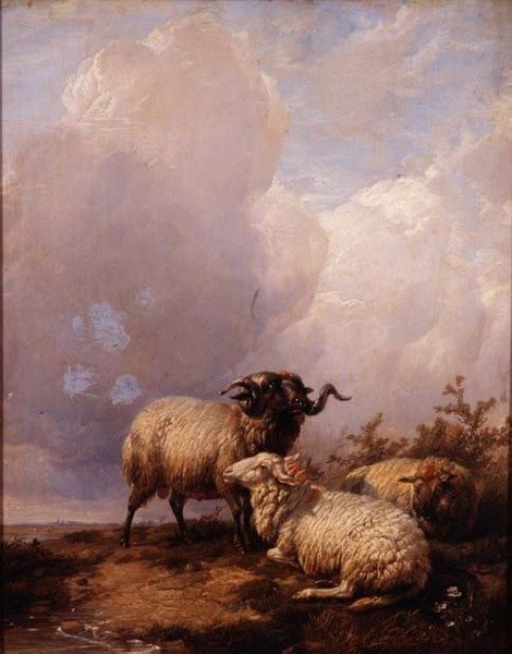 Ovejas en el paisaje de Thomas Sidney Cooper