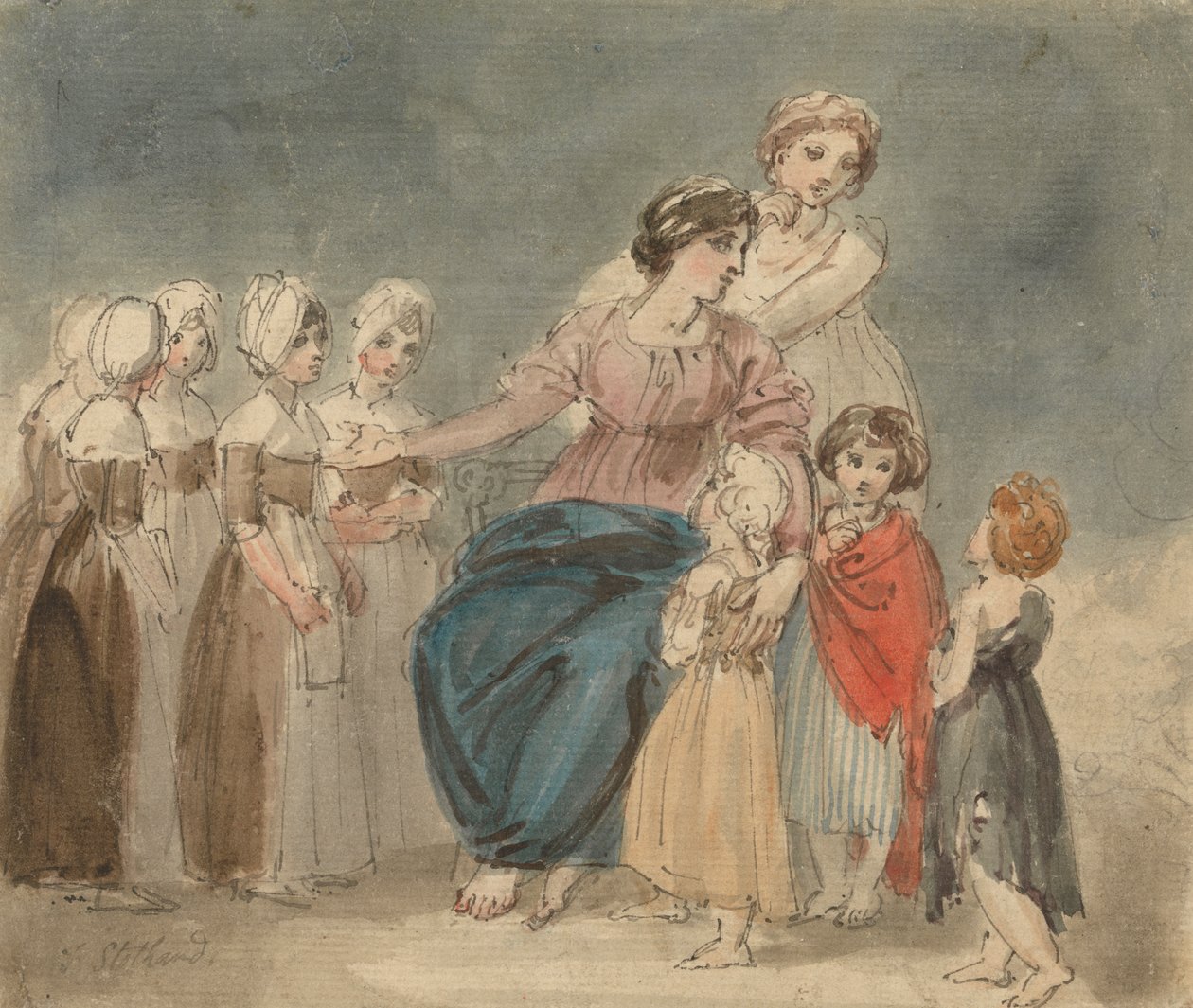 Niños de la caridad y pequeños vagabundos de Thomas Stothard