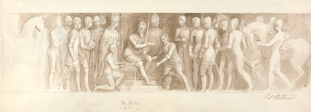 Diseño para la Gran Escalera, el Palacio de Buckingham, el Centro & 2d de Thomas Stothard