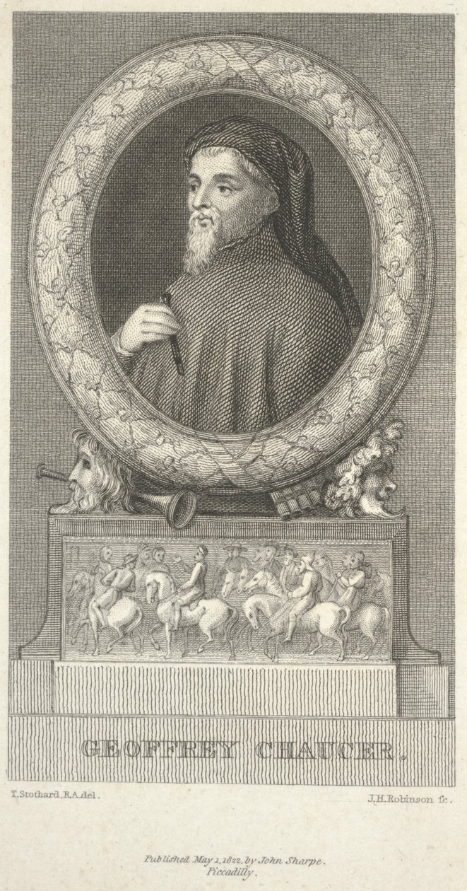 Geoffrey Chaucer, grabado por John Henry Robinson de Thomas Stothard
