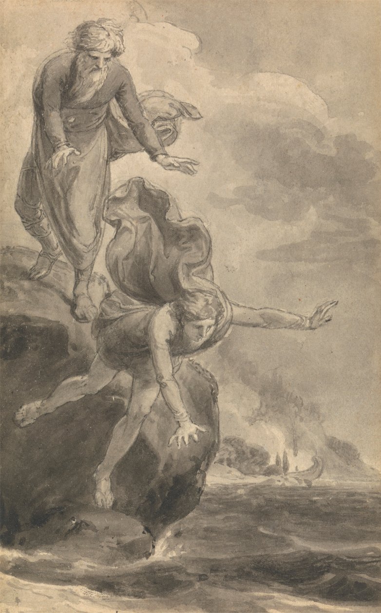 Una de las seis ilustraciones de "Las aventuras de Telémaco hijo de Ulises" de Fenelón de Thomas Stothard