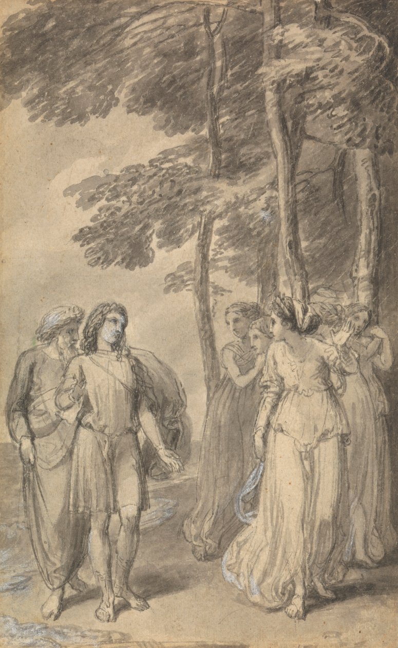 Una de las seis ilustraciones de "Las aventuras de Telémaco hijo de Ulises" de Fenelón de Thomas Stothard