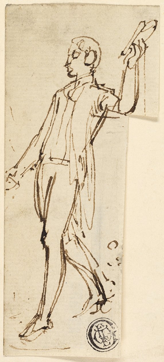 Boceto de hombre de pie con brazo levantado de Thomas Stothard