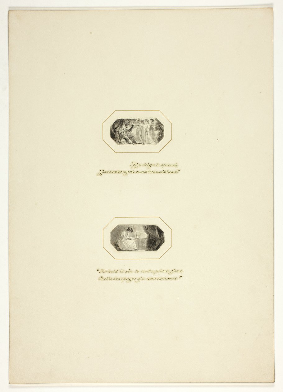 Estudio para una placa de Los triunfos del temperamento, en el Pocket Book de compromisos reales de 1796 de Thomas Stothard