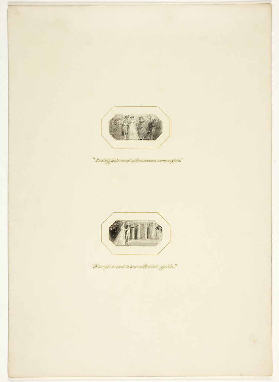 Estudio para una lámina de Los triunfos del temperamento, en el libro de bolsillo de compromisos reales de 1796 de Thomas Stothard