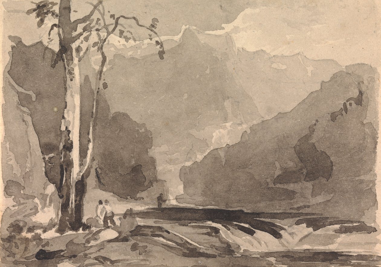 Pescadores en un arroyo de montaña de Thomas Sully