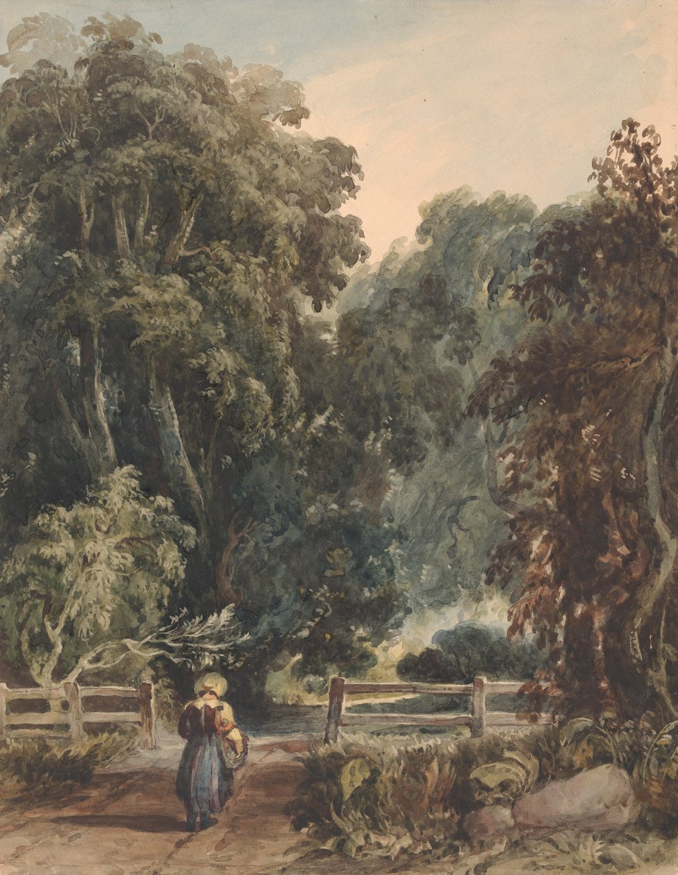 Chica en carril, entrando en zona boscosa de Thomas Sully