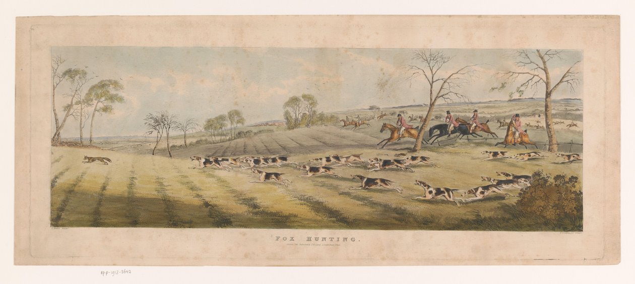 Manada de foxhounds caza un zorro Fox Hunting (título sobre el objeto) de Thomas Sutherland