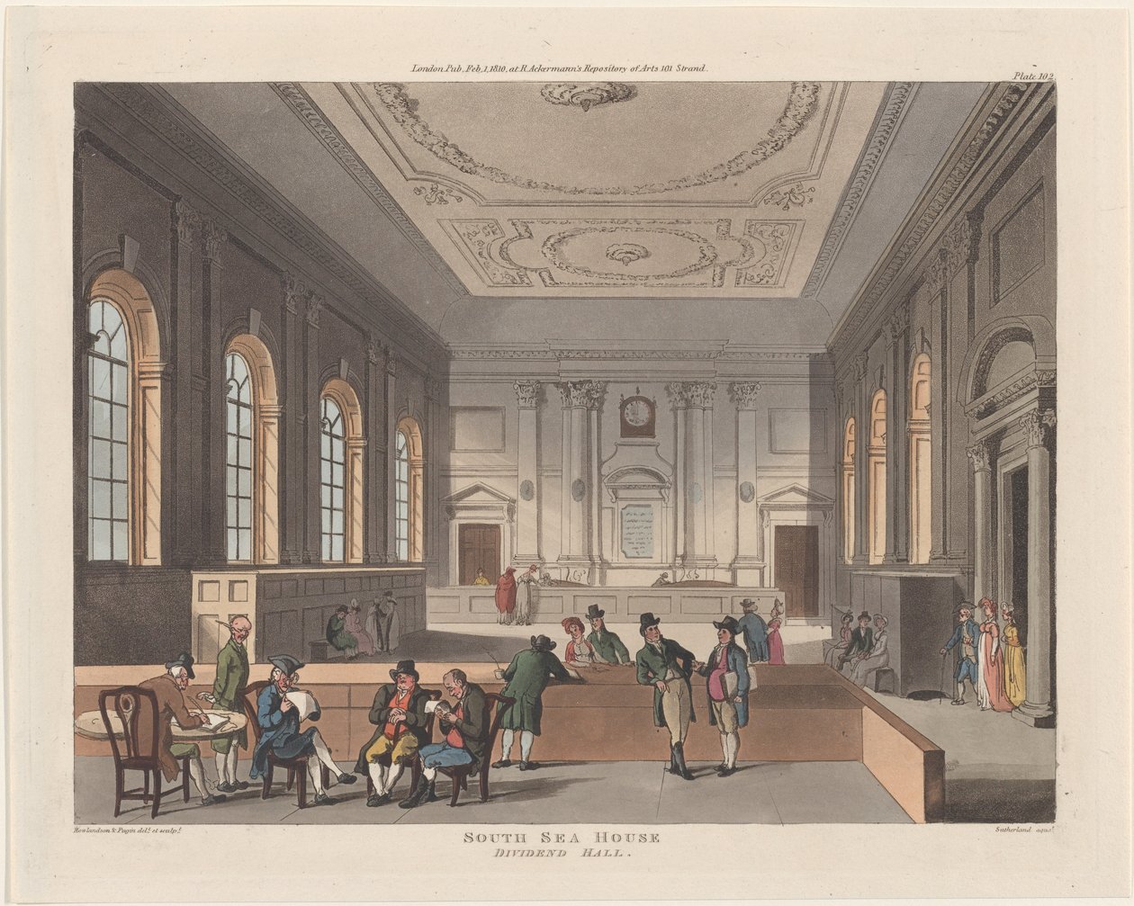 South Sea House, Sala de Dividendos, 1 de febrero de 1810 de Thomas Sutherland