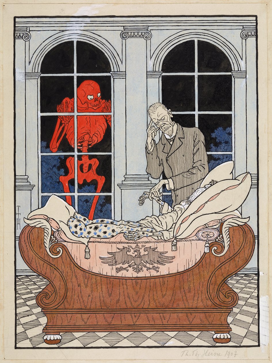 El Reichstag moribundo; Simplicissimus XV/49, 1911 de Thomas Theodor Heine