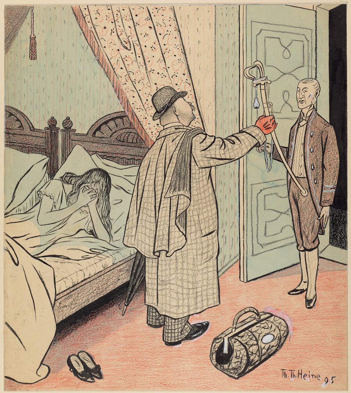 El regreso del reservista; Simplicissimus I/32, 1896 de Thomas Theodor Heine