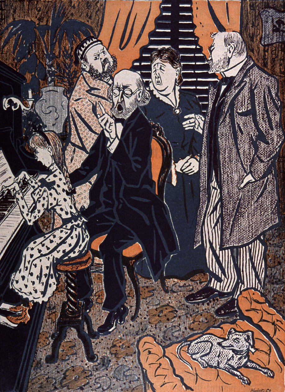 Concierto familiar al piano en: Simplicissimus, Alemania de Thomas Theodor Heine