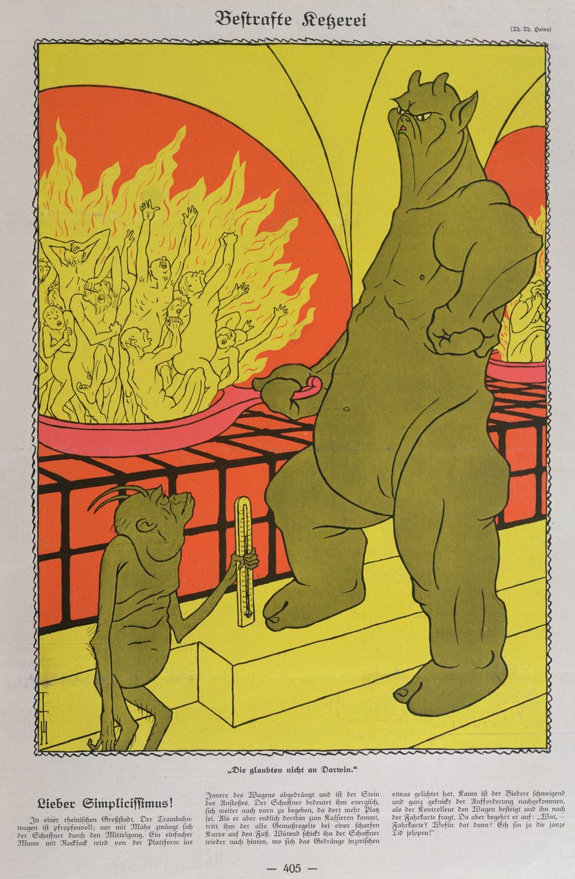 El diablo quema a los incrédulos, de Simplicissimus de Thomas Theodor Heine