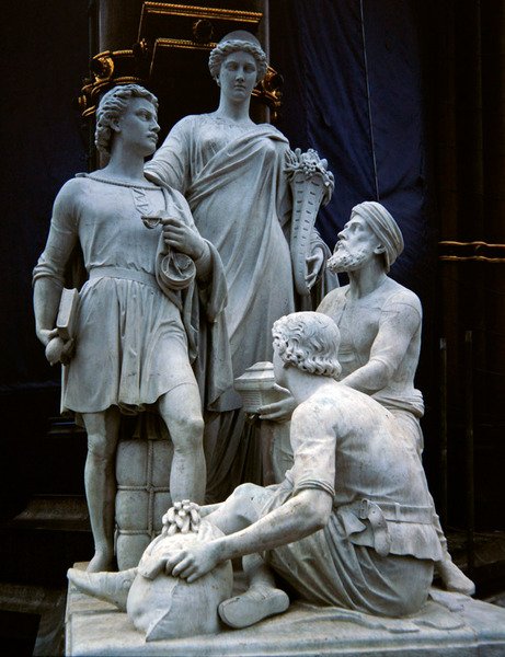 Comercio, grupo escultórico del Albert Memorial, completado en 1876 de Thomas Thornycroft