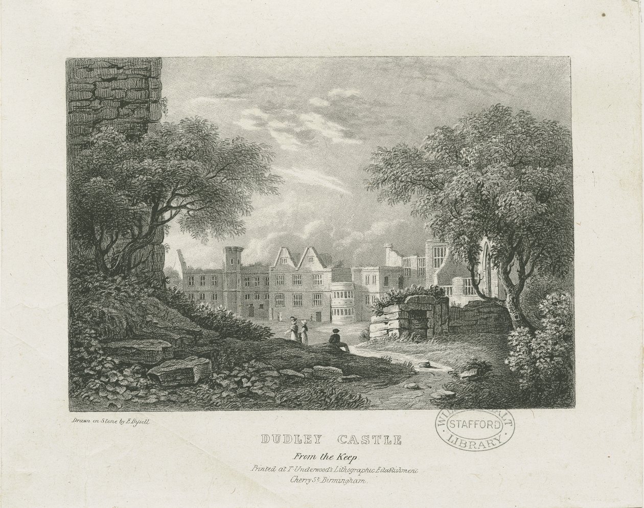 Castillo de Dudley - La Torre del Homenaje: litografía, nd [siglo XIX] de Thomas Underwood